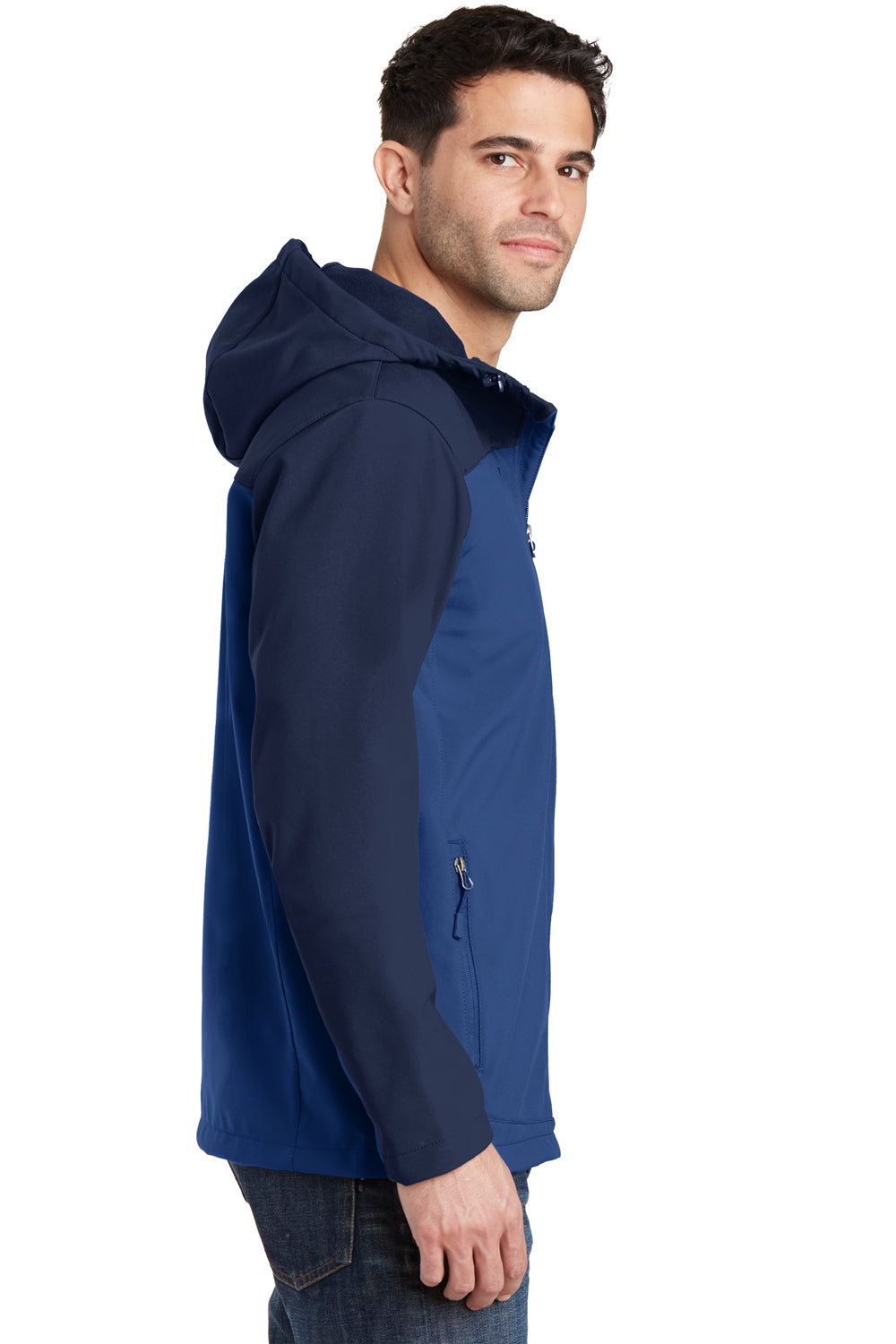 Port Authority J335 Mens Core Wind & Water Resistant Full Zip Hooded Jacket Royal Blue/Navy Blue Side