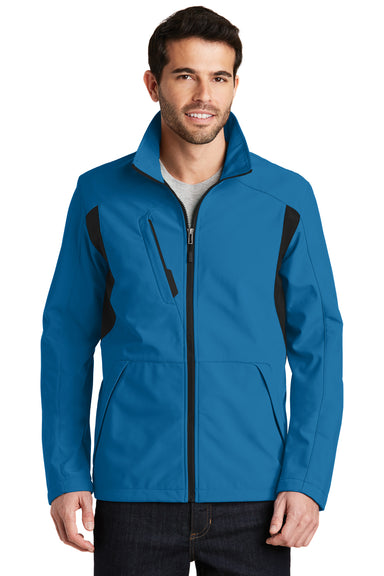 Port Authority J336 Mens Wind & Water Resistant Full Zip Jacket Imperial Blue/Black Front