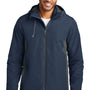 Port Authority Mens Merge 3-in-1 Wind & Water Full Zip Hooded Jacket - Dress Navy Blue/Steel Grey