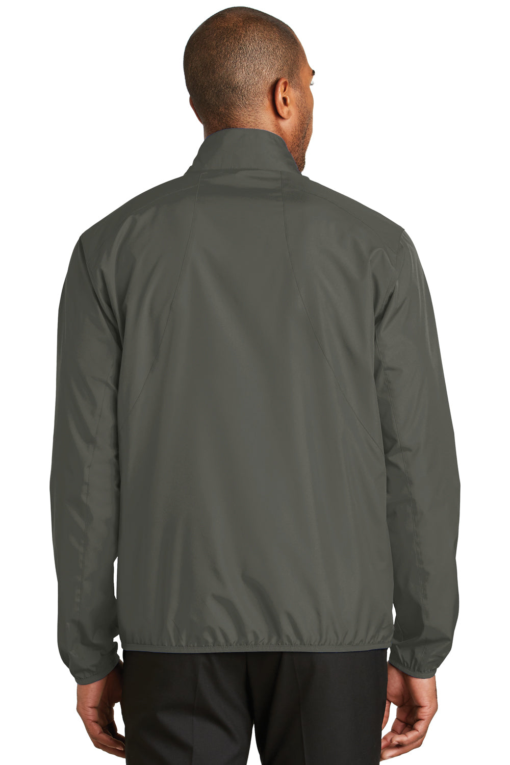 Port Authority J344 Mens Zephyr Wind & Water Resistant Full Zip Jacket Grey Steel Back