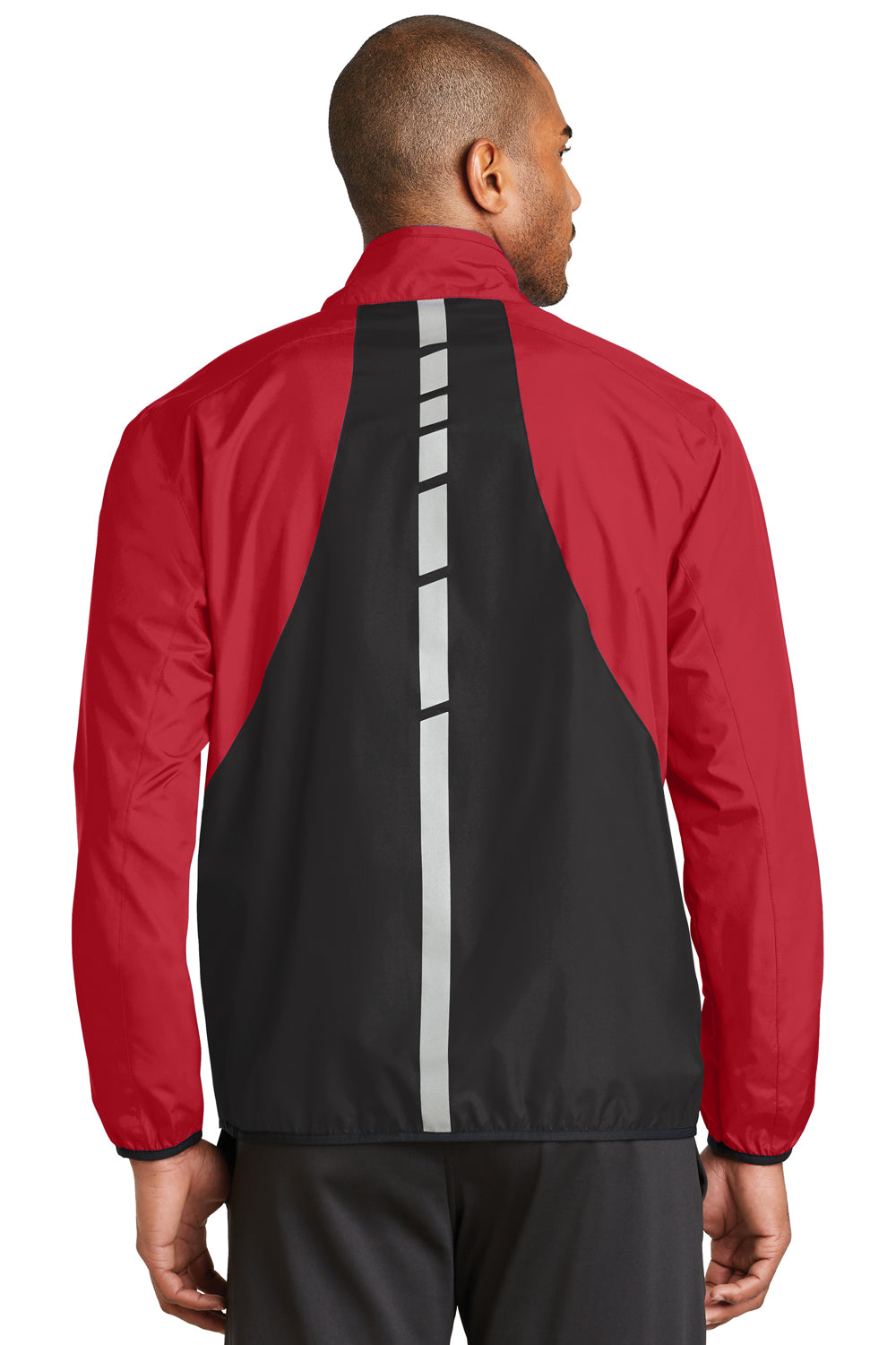 Port Authority J345 Mens Zephyr Reflective Hit Wind & Water Resistant Full Zip Jacket Red Back
