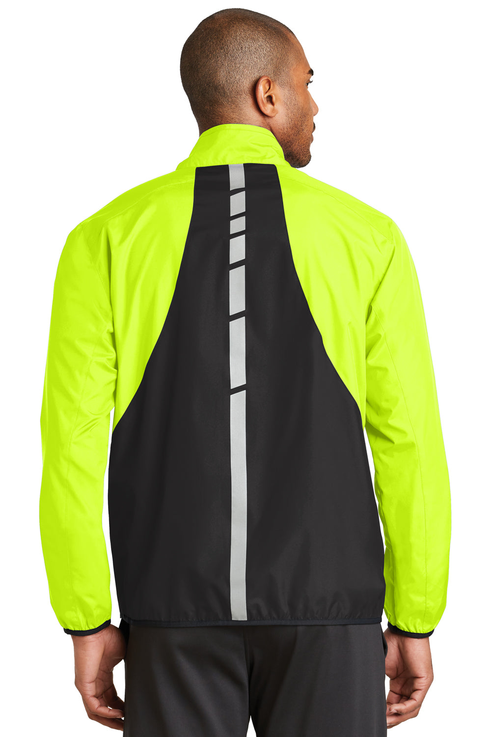 Port Authority J345 Mens Zephyr Reflective Hit Wind & Water Resistant Full Zip Jacket Safety Yellow Back