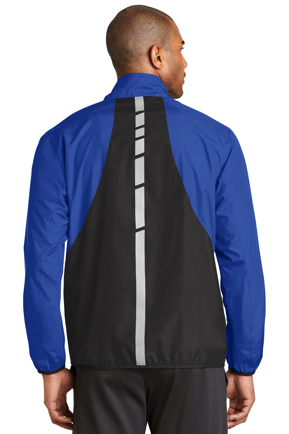 Port Authority J345 Mens Zephyr Reflective Hit Wind & Water Resistant Full Zip Jacket Royal Blue Back