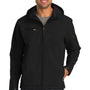 Port Authority Mens Wind & Water Resistant Full Zip Hooded Jacket - Black/Engine Red