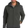 Port Authority Mens Wind & Water Resistant Full Zip Hooded Jacket - Charcoal Grey/Lemon Yellow