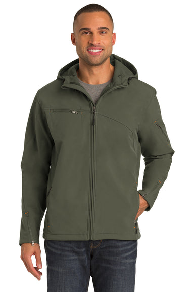 Port Authority J706 Mens Wind & Water Resistant Full Zip Hooded Jacket Mineral Green Front