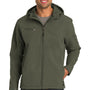Port Authority Mens Wind & Water Resistant Full Zip Hooded Jacket - Mineral Green/Soft Orange