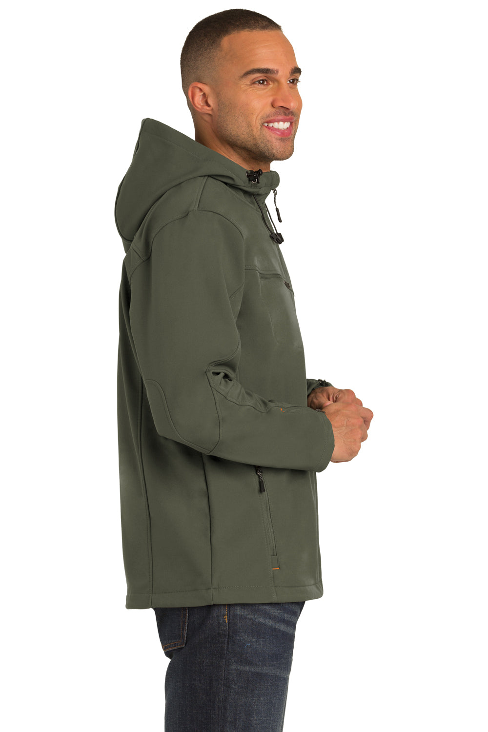 Port Authority J706 Mens Wind & Water Resistant Full Zip Hooded Jacket Mineral Green Side