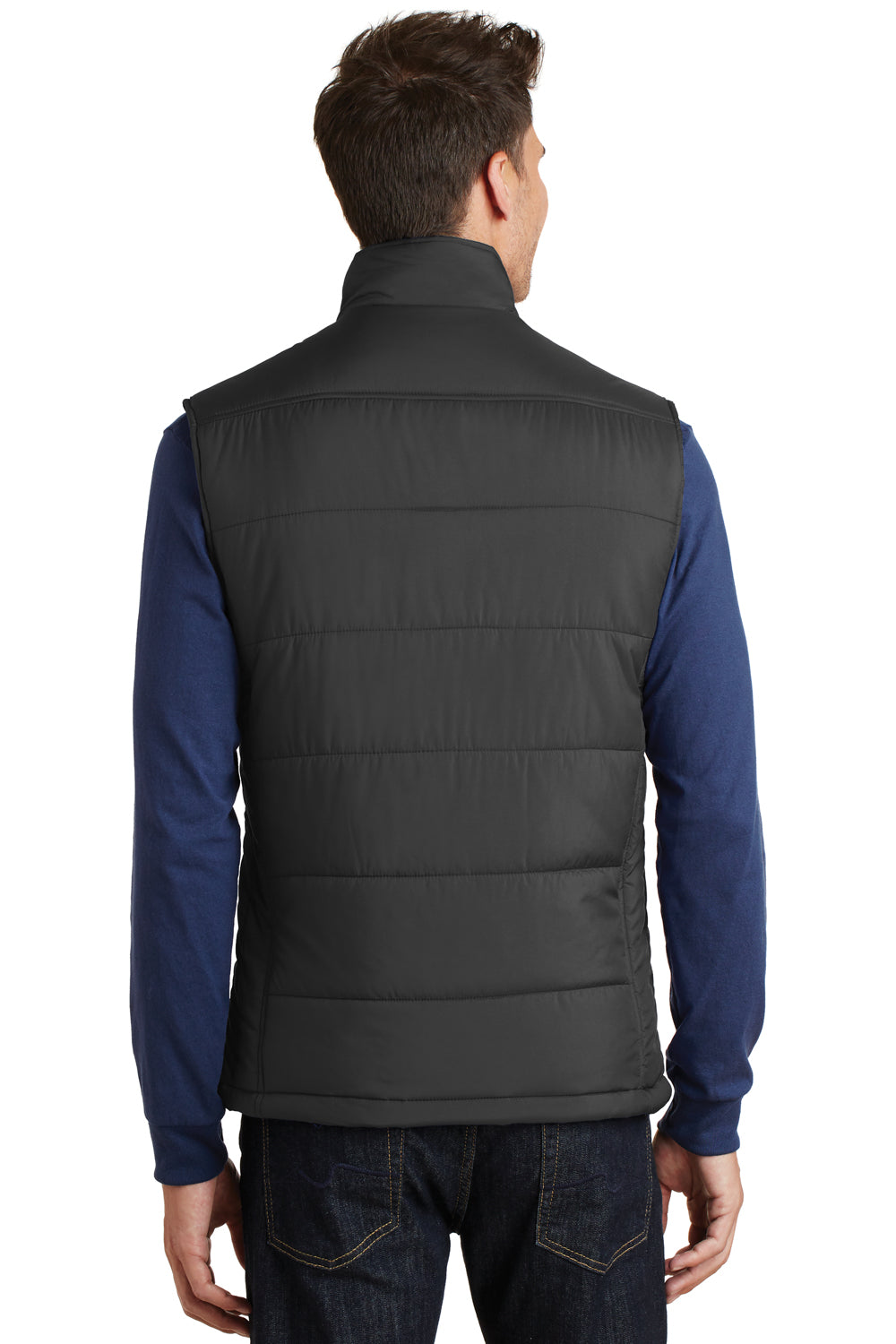 Port Authority J709 Mens Wind & Water Resistant Full Zip Puffy Vest Black Back