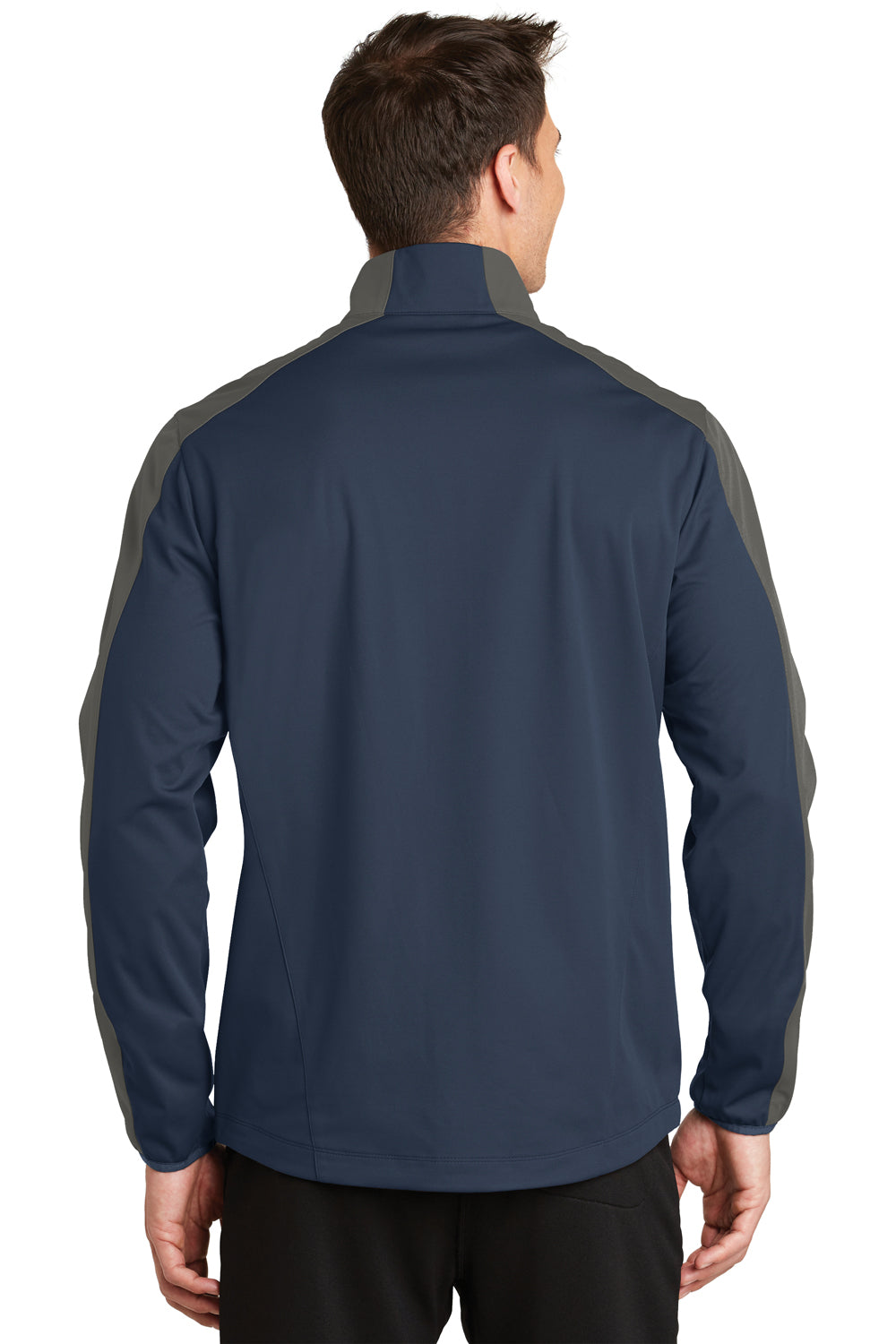 Port Authority J718 Mens Active Wind & Water Resistant Full Zip Jacket Navy Blue/Grey Back