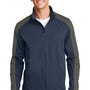 Port Authority Mens Active Wind & Water Resistant Full Zip Jacket - Dress Navy Blue/Steel Grey