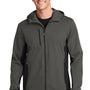 Port Authority Mens Active Wind & Water Resistant Full Zip Hooded Jacket - Steel Grey/Deep Black