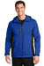Port Authority J719 Mens Active Wind & Water Resistant Full Zip Hooded Jacket Royal Blue/Black Front