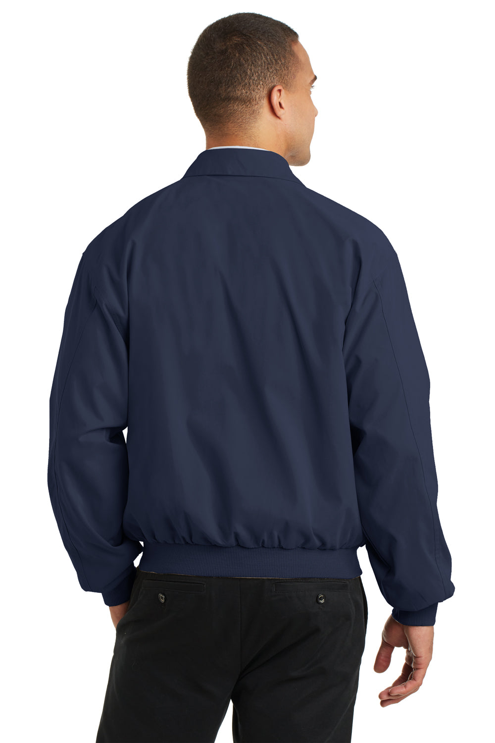 Port Authority J730 Mens Casual Wind & Water Resistant Full Zip Microfiber Jacket Navy Blue Back