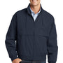 Port Authority Mens Classic Poplin Wind & Water Resistant Full Zip Jacket - Dark Navy Blue