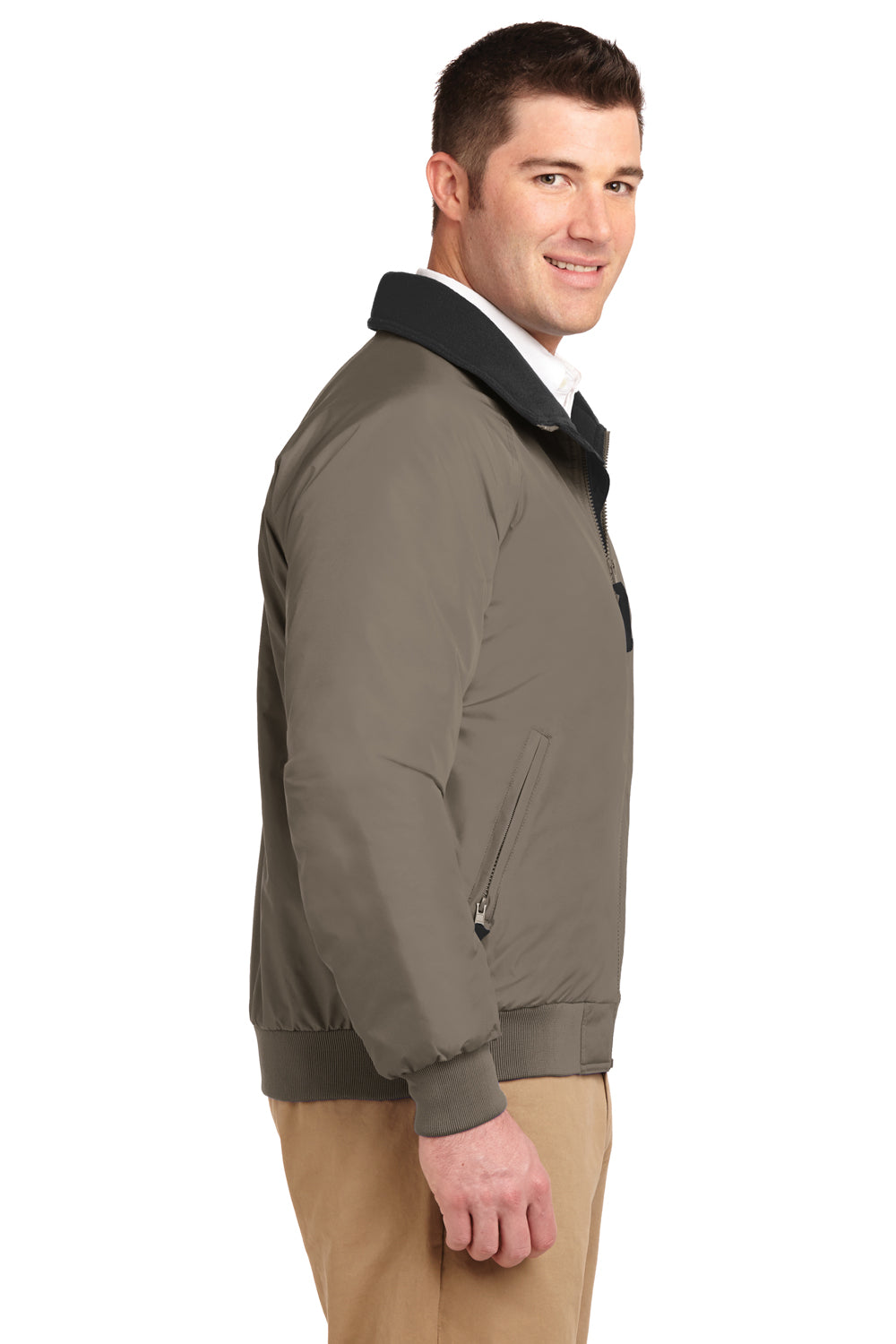 Port Authority J754 Mens Challenger Wind & Water Resistant Full Zip Jacket Khaki Brown Side