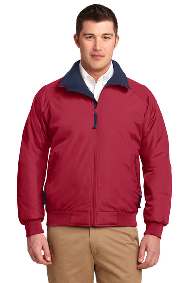 Port Authority J754 Mens Challenger Wind & Water Resistant Full Zip Jacket Red Front