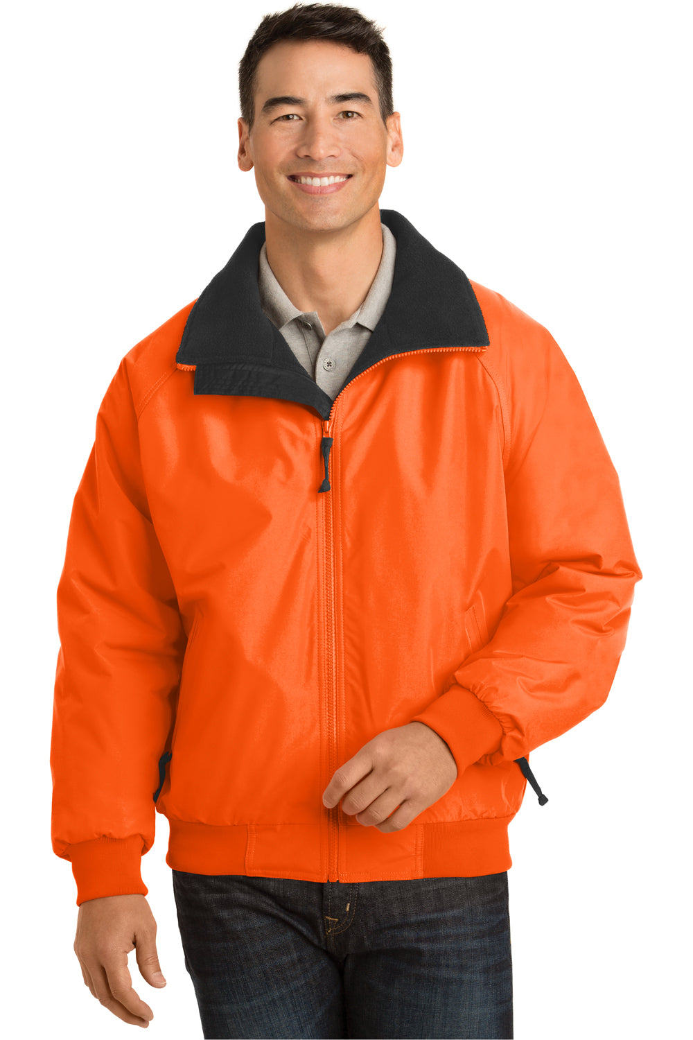 Port Authority J754S Mens Challenger Wind & Water Resistant Full Zip Jacket Safety Orange Front