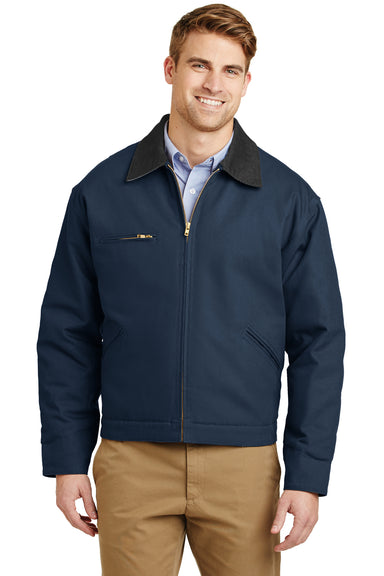 CornerStone J763 Mens Duck Cloth Full Zip Jacket Navy Blue Front