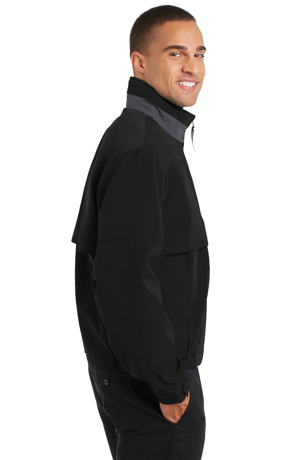 Port Authority J764 Mens Legacy Wind & Water Resistant Full Zip Hooded Jacket Black Side