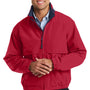 Port Authority Mens Legacy Wind & Water Resistant Full Zip Hooded Jacket - Red/Dark Navy Blue - Closeout