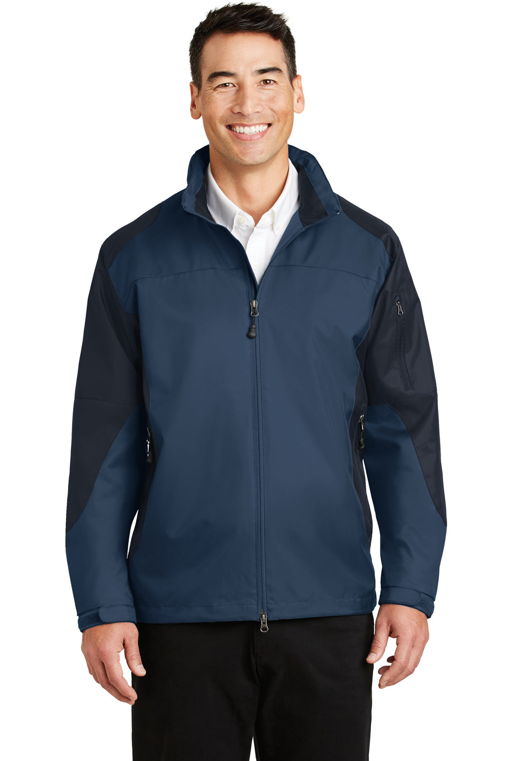 Port Authority J768 Mens Endeavor Wind & Water Resistant Full Zip Hooded Jacket Insignia Blue/Navy Blue Front