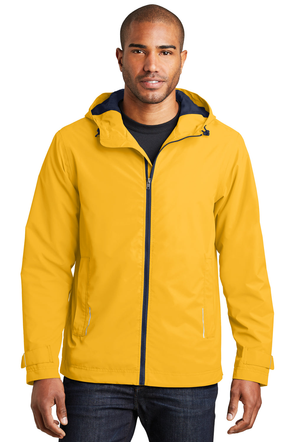 Port Authority J7710 Mens Northwest Slicker Waterproof Full Zip Hooded Jacket Yellow Front