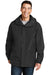 Port Authority J777 Mens 3-in-1 Wind & Water Resistant Full Zip Hooded Jacket Black Front
