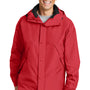 Port Authority Mens 3-in-1 Wind & Water Resistant Full Zip Hooded Jacket - Red/Black - Closeout