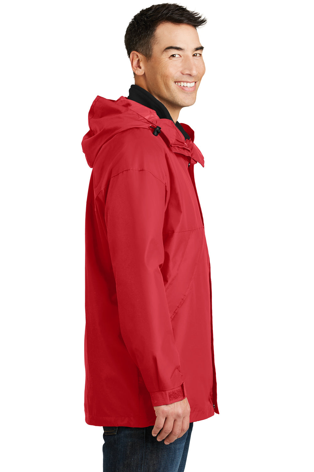Port Authority J777 Mens 3-in-1 Wind & Water Resistant Full Zip Hooded Jacket Red Side