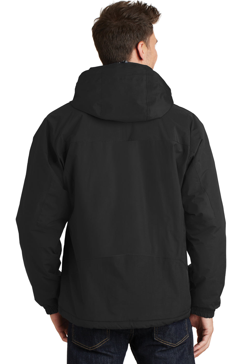 Port Authority J792 Mens Nootka Waterproof Full Zip Hooded Jacket Black Back