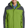 Port Authority Mens Nootka Waterproof Full Zip Hooded Jacket - Bright Pistachio Green/Grey - Closeout