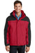 Port Authority J792 Mens Nootka Waterproof Full Zip Hooded Jacket Red/Black Front