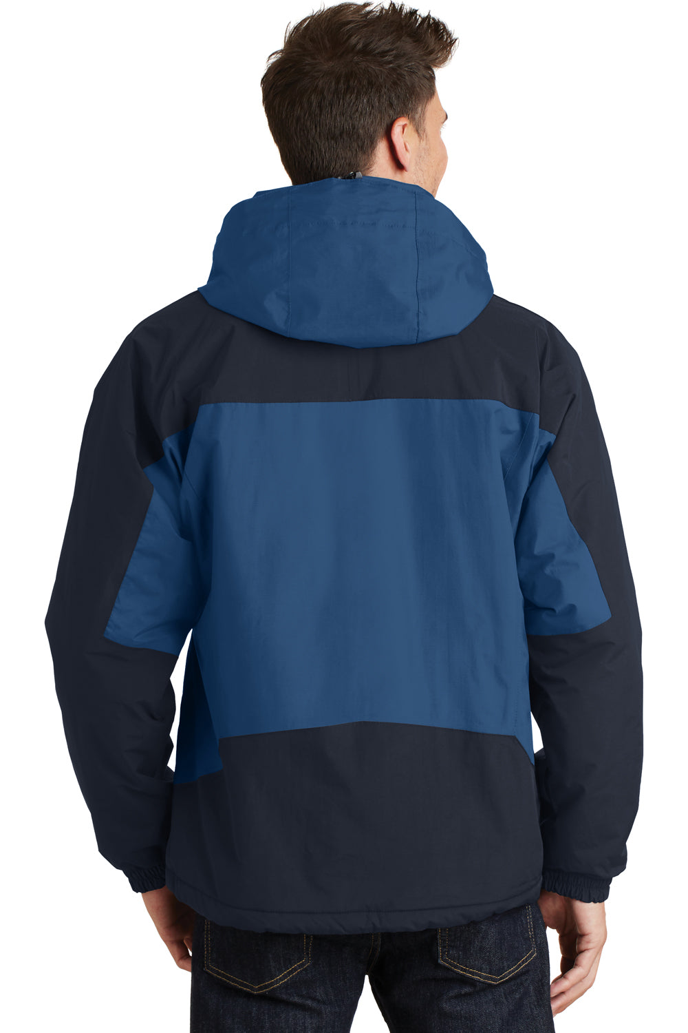 Port Authority J792 Mens Nootka Waterproof Full Zip Hooded Jacket Regatta Blue/Navy Blue Back