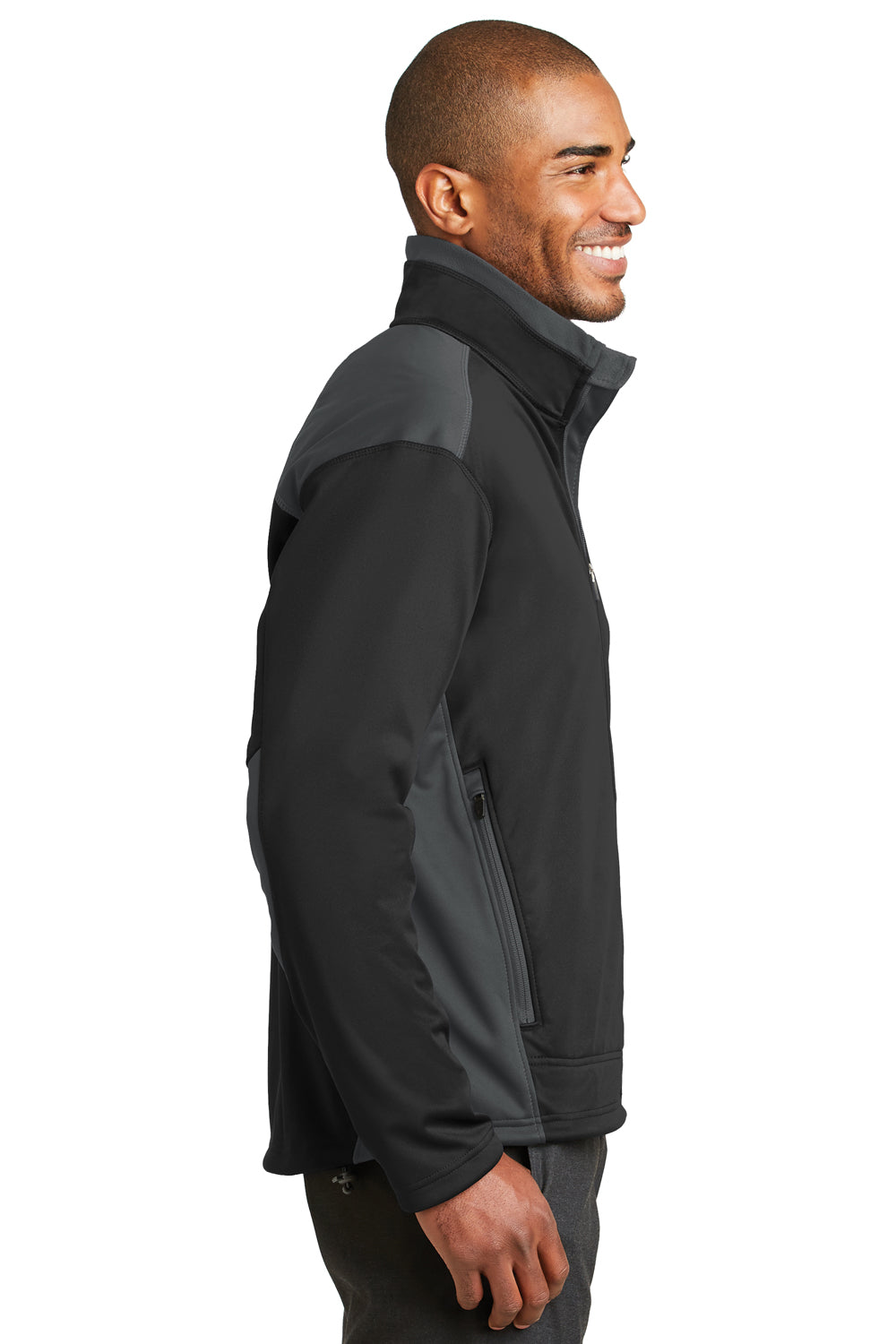 Port Authority J794 Mens Wind & Water Resistant Full Zip Jacket Black/Grey Side