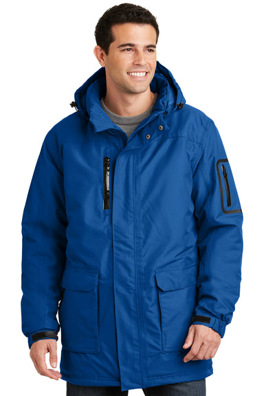 Port Authority J799 Mens Waterproof Full Zip Hooded Jacket Royal Blue Front