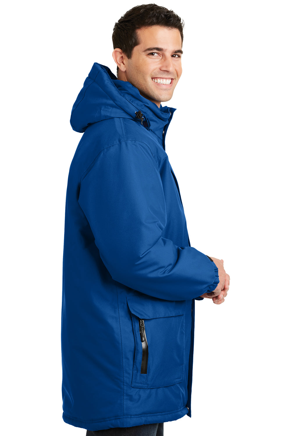 Port Authority J799 Mens Waterproof Full Zip Hooded Jacket Royal Blue Side