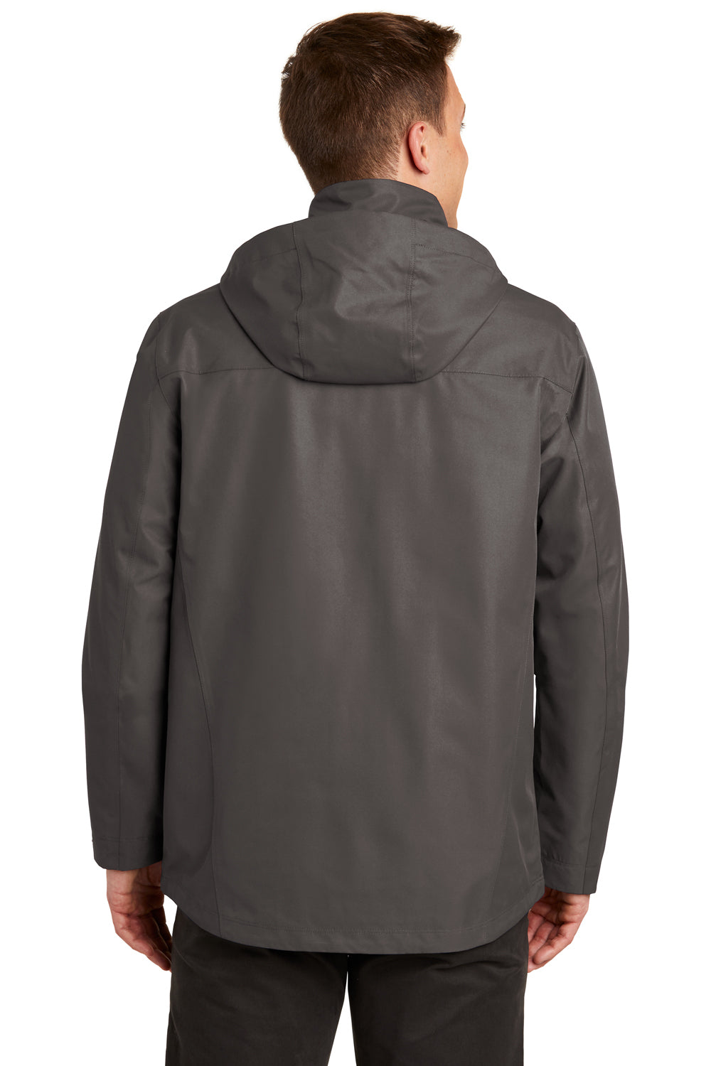 Port Authority J900 Mens Collective Waterproof Full Zip Hooded Jacket Graphite Grey Back