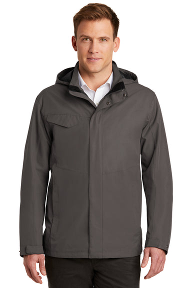 Port Authority J900 Mens Collective Waterproof Full Zip Hooded Jacket Graphite Grey Front