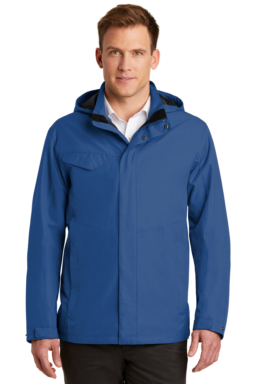 Port Authority J900 Mens Collective Waterproof Full Zip Hooded Jacket Night Sky Blue Front