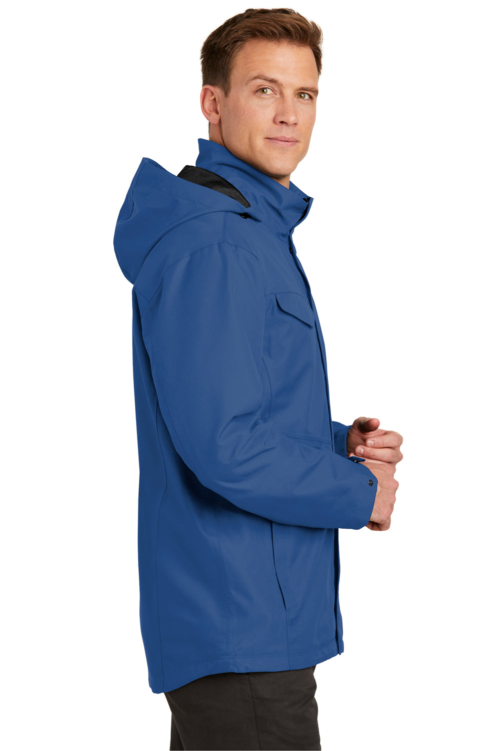 Port Authority J900 Mens Collective Waterproof Full Zip Hooded Jacket Night Sky Blue Side