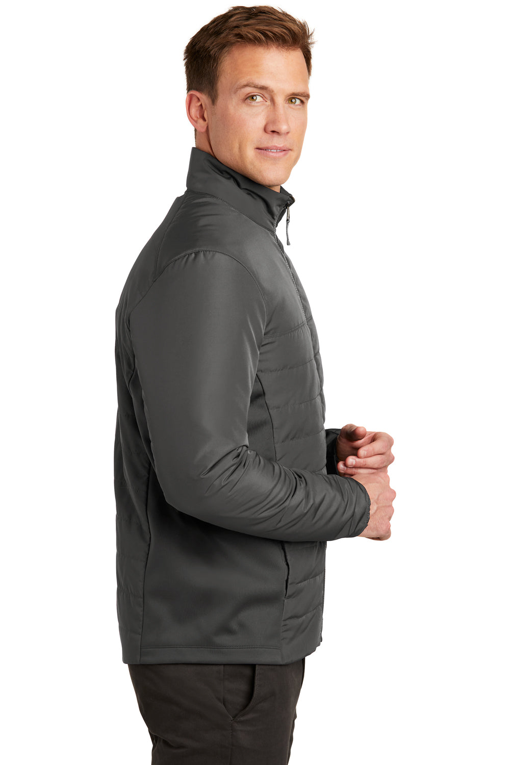 Port Authority J902 Mens Collective Wind & Water Resistant Full Zip Jacket Graphite Grey Side