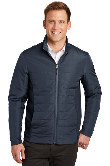 Port Authority J902 Mens Collective Wind & Water Resistant Full Zip Jacket River Blue Front