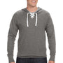 J America Mens Sport Lace Jersey Hooded Sweatshirt Hoodie - Heather Charcoal Grey