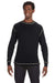 J America JA8238 Mens Vintage Thermal Long Sleeve Crewneck T-Shirt Black Front