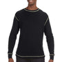 J America Mens Vintage Thermal Long Sleeve Crewneck T-Shirt - Black
