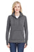 J America JA8431 Womens Omega Sueded Terry Hooded Sweatshirt Hoodie Charcoal Grey Front
