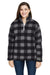 J America JA8451/8451 Womens Epic Sherpa Fleece 1/4 Zip Sweatshirt Black/Charcoal Grey Front