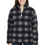 J America Womens Epic Sherpa Fleece 1/4 Zip Sweatshirt - Black/Charcoal Grey - Closeout
