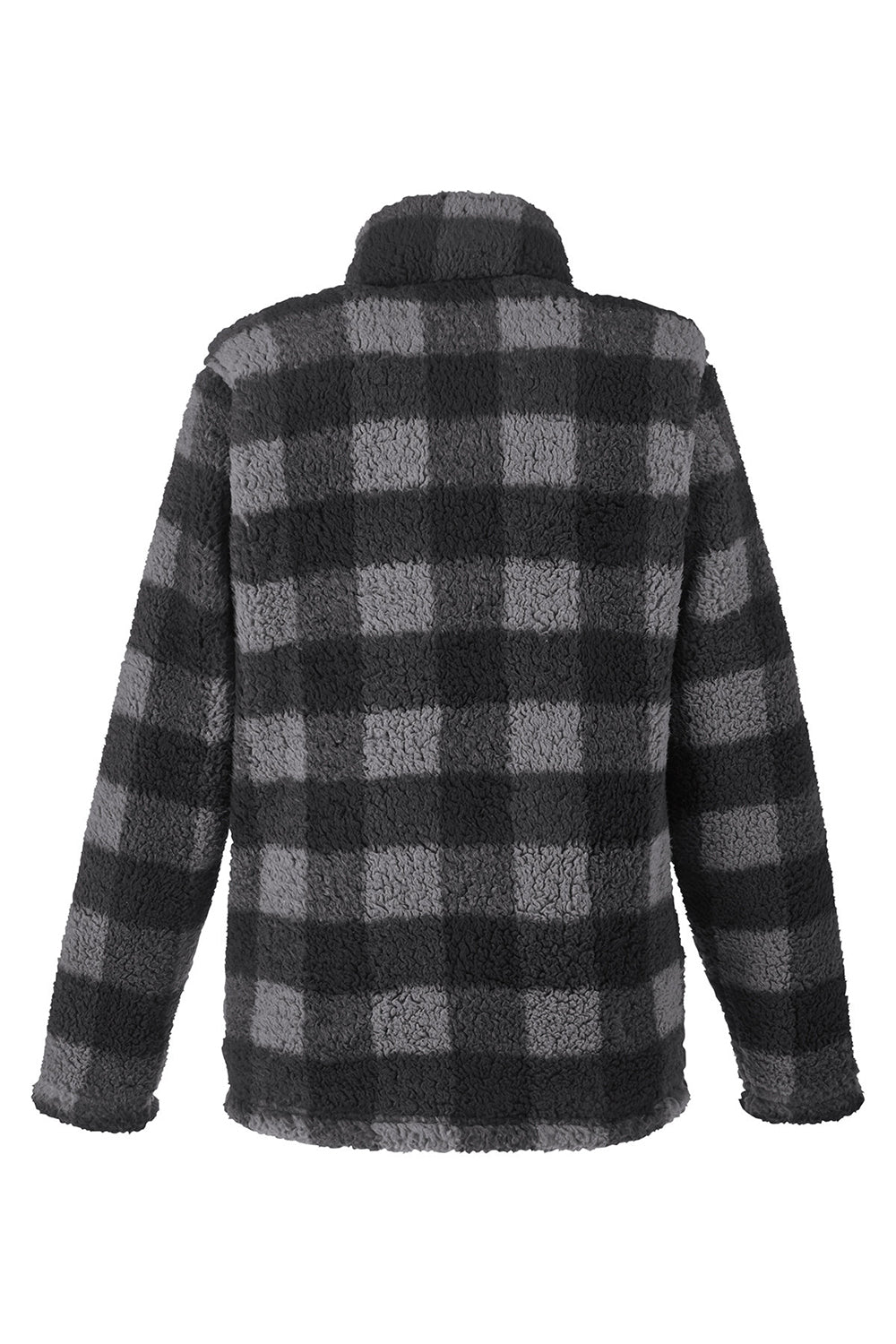 J America JA8451/8451 Womens Epic Sherpa Fleece 1/4 Zip Sweatshirt Black/Charcoal Grey Flat Back